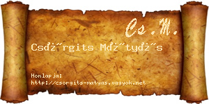 Csörgits Mátyás névjegykártya